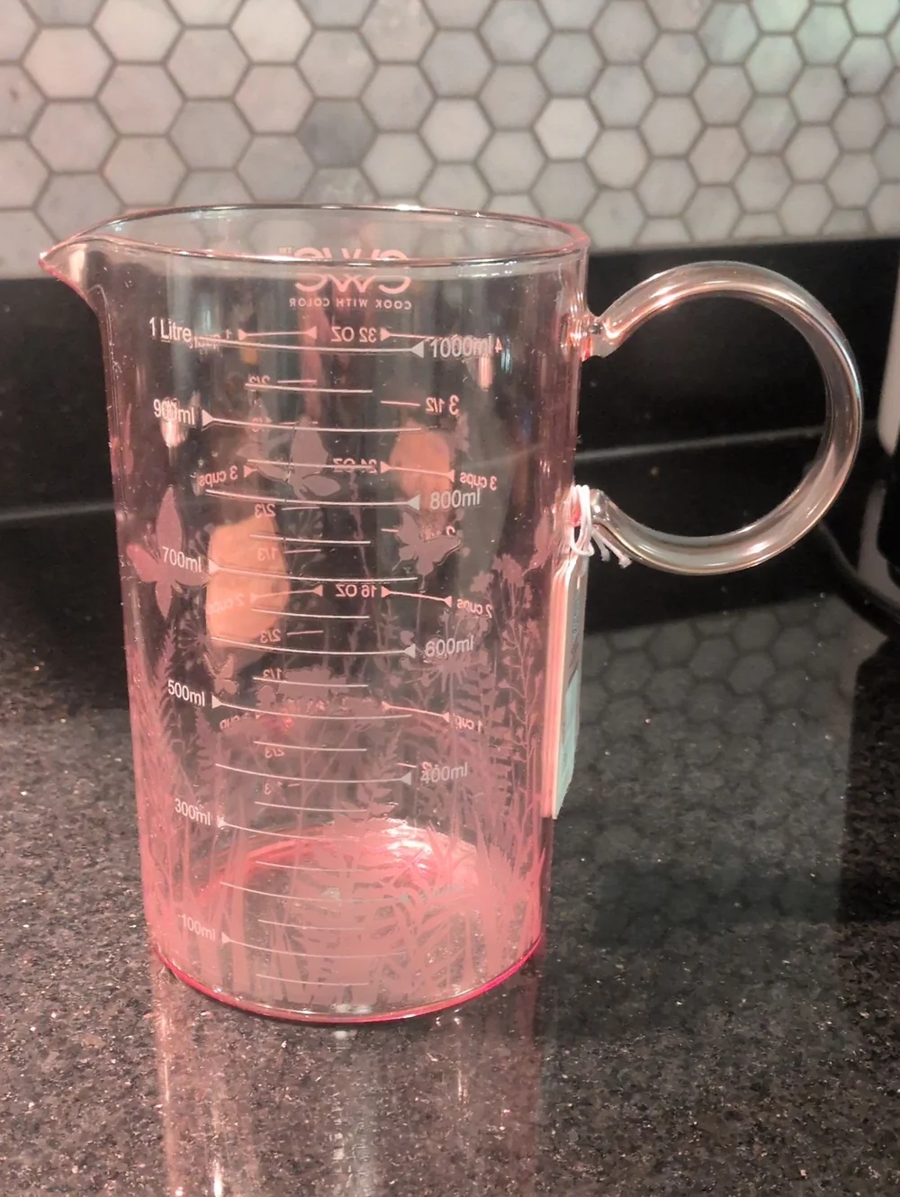 Cook With Color Pink Glass Measuring Cup